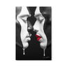 Black white melting portrait art contemporary dual faces red blue accents aluminum print NYC artist wall art Black white melting portrait art contemporary dual faces red blue accents aluminum print NYC artist wall art