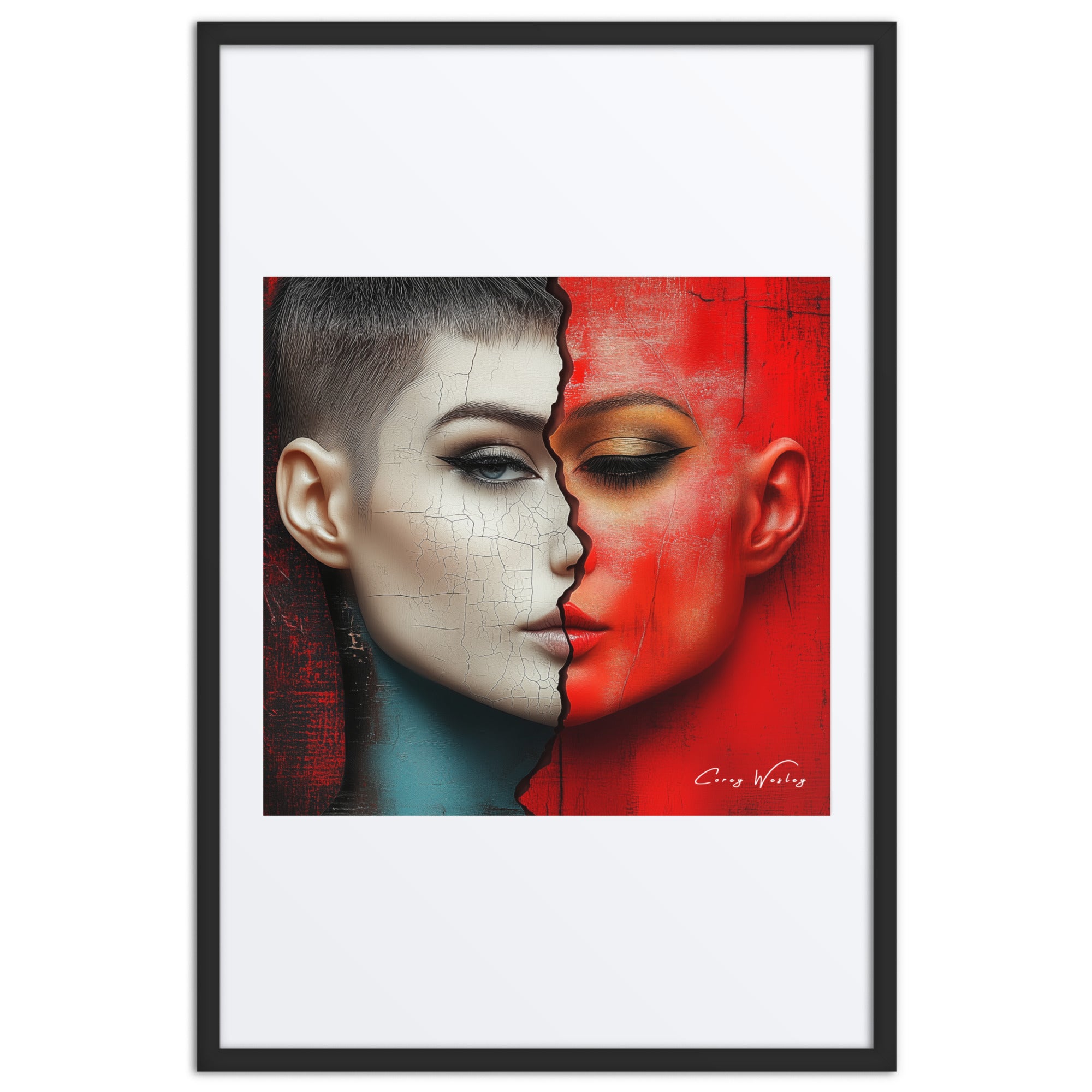 Beautiful Accident 24x36 framed aluminum art - Milton Wes Art contemporary portrait NYC museum quality