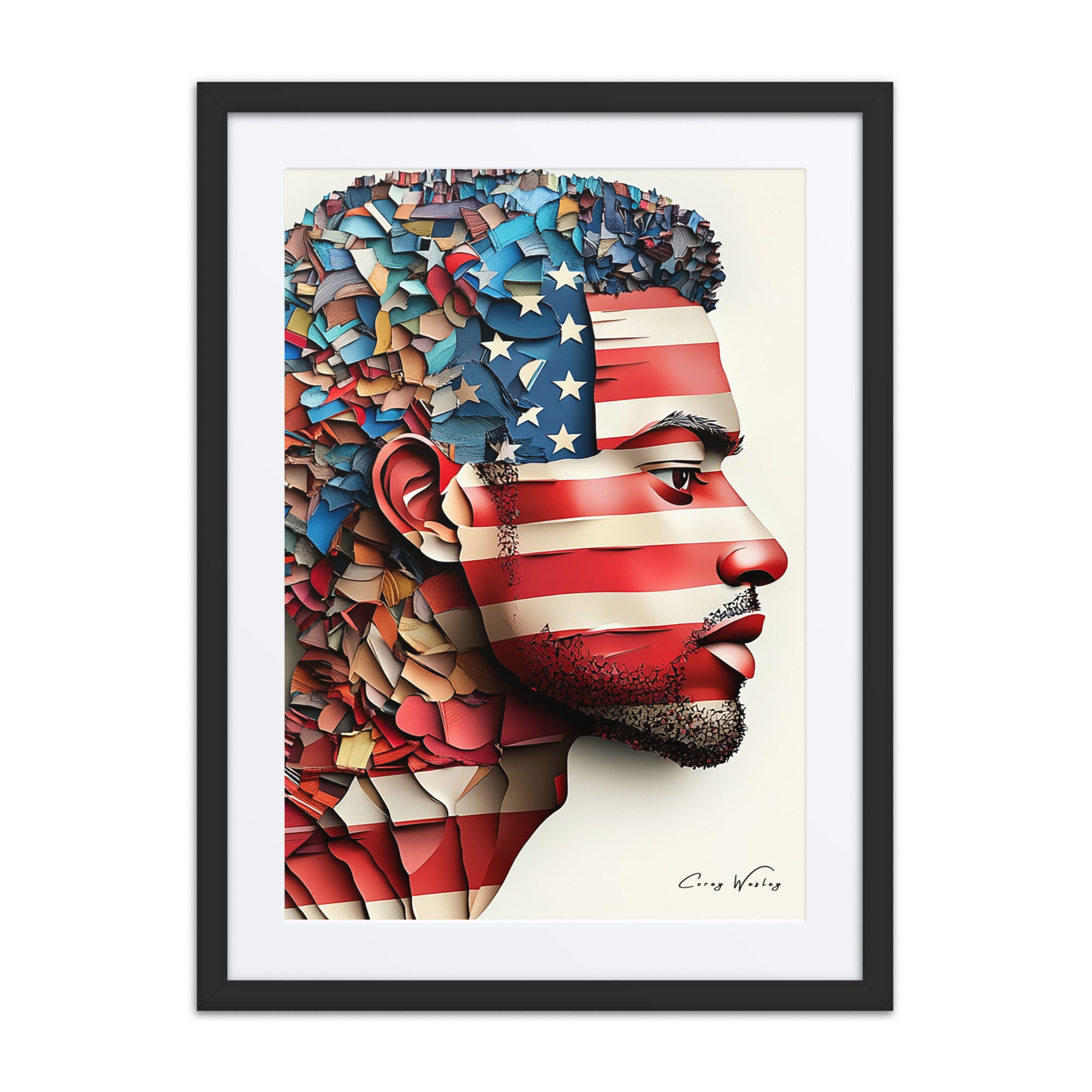 Fractured Identity 18x24 aluminum art Voices for Justice - Milton Wes Art contemporary portrait NYC