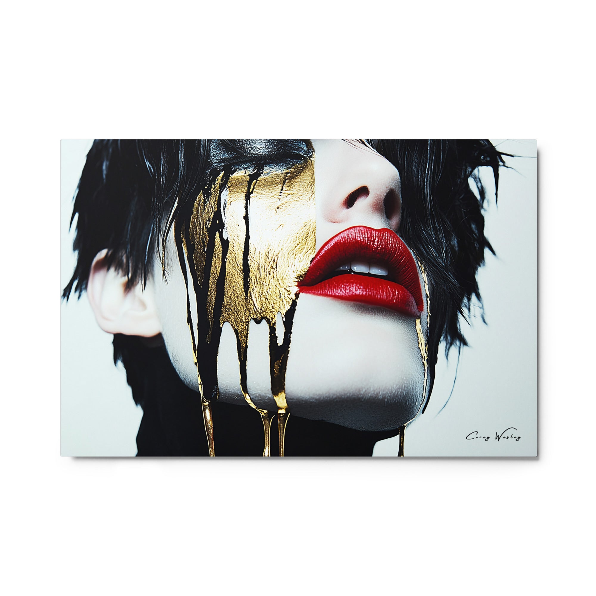 Golden Temptation 24x36 metal wall art - Milton Wes Art aluminum portrait contemporary NYC commercial licensing