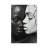 Black white cracked portrait art contemporary couple faces weathered aluminum print NYC artist wall art Black white cracked portrait art contemporary couple faces weathered aluminum print NYC artist wall art