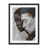 Black white cracked portrait art contemporary male face blue accent aluminum print NYC artist wall art" Black white cracked portrait art contemporary male face blue accent aluminum print NYC artist wall art"