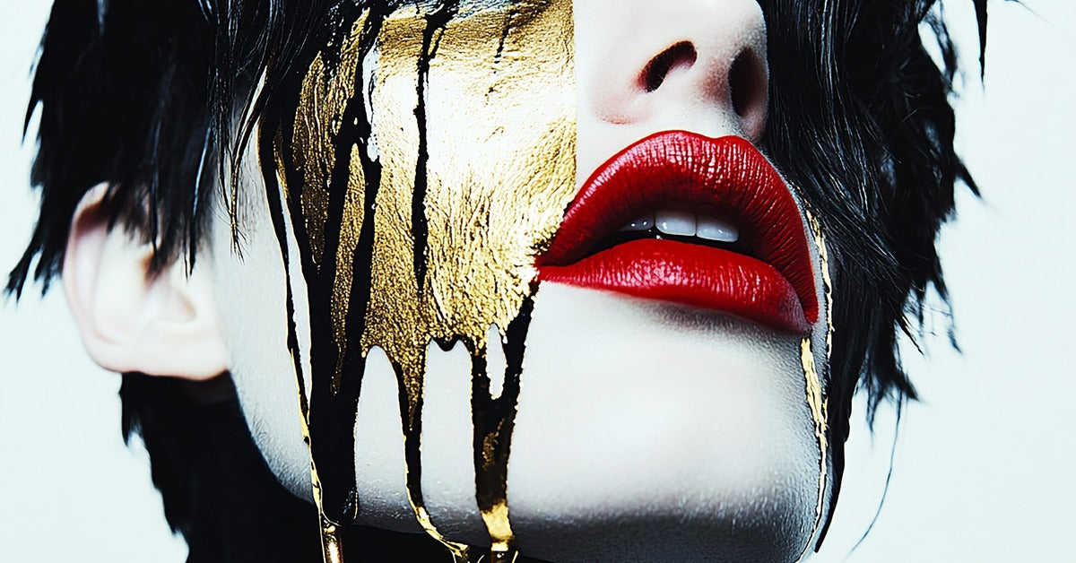 Golden Temptation by Corey Wesley, 24x36 one of one aluminum contemporary artwork shown in a modern interior, Milton Wes Art, Harlem NYC.