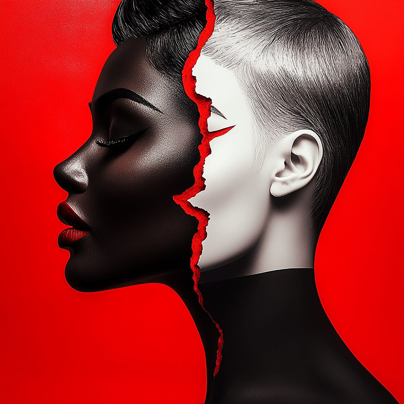 Model Divide — one of one framed contemporary work by Harlem artist Corey Wesley, 24x36, Milton Wes Art, Harlem NYC