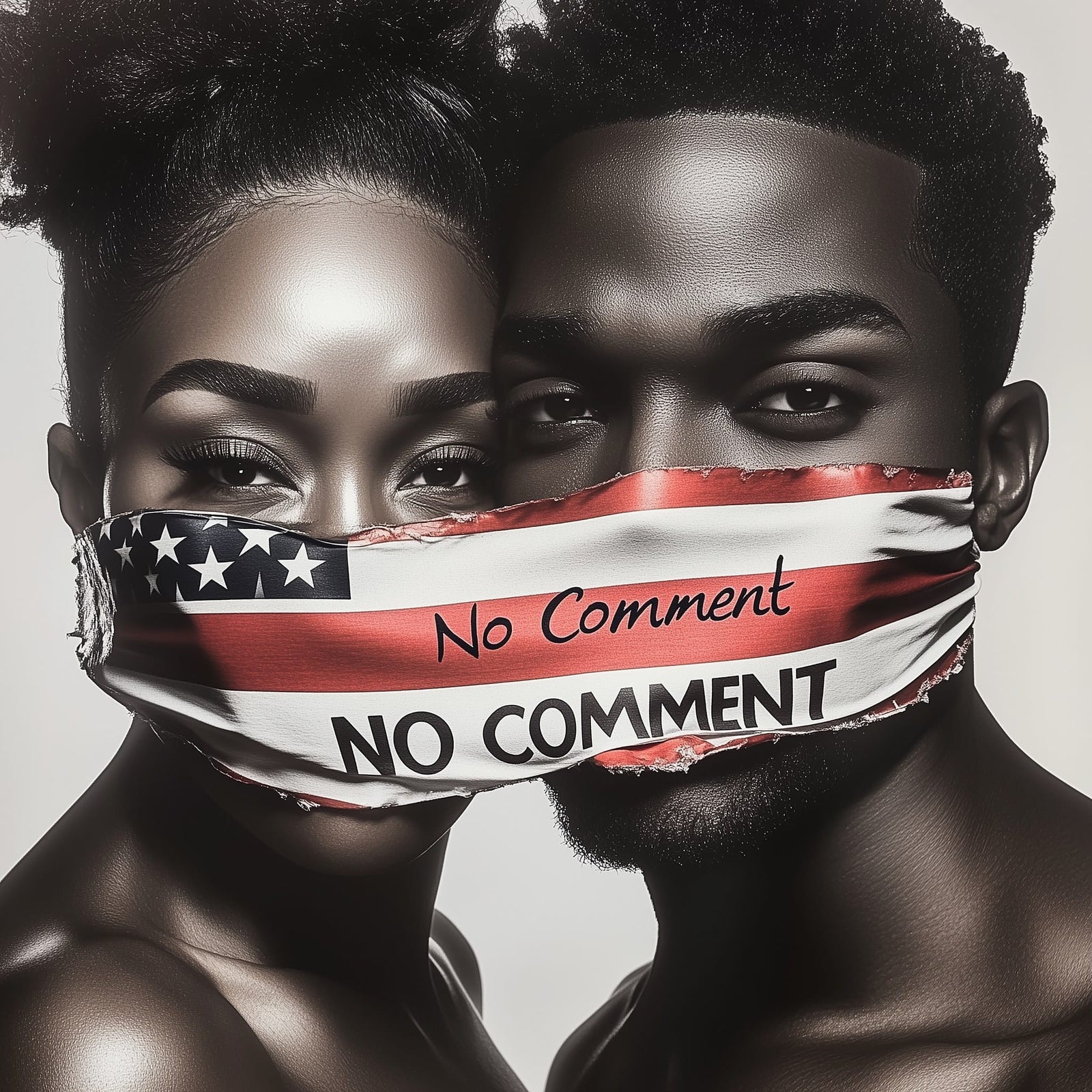 No Comment — one of one framed contemporary work by Harlem artist Corey Wesley, 18x24, Milton Wes Art, Harlem NYC