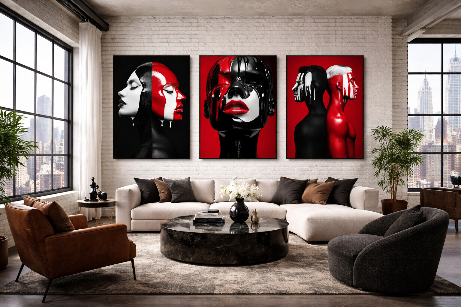 One-of-one contemporary fine art displayed at scale in a Harlem living room