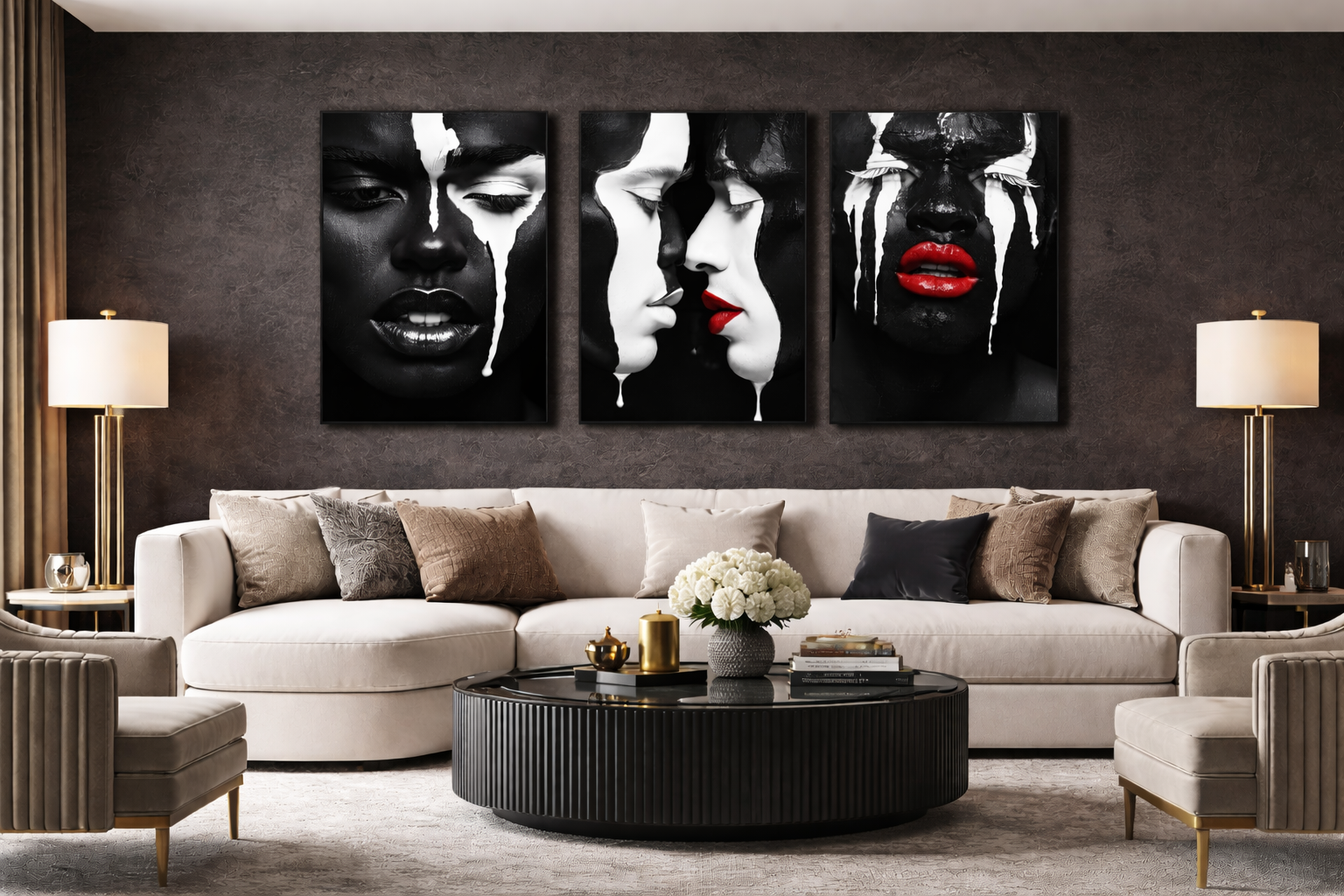 Contemporary portrait art by Harlem artist Corey Wesley, displayed in a refined interior setting