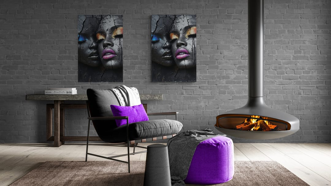 Modern African American metal prints, abstract wall art, ready-to-hang pieces for home or office decor.