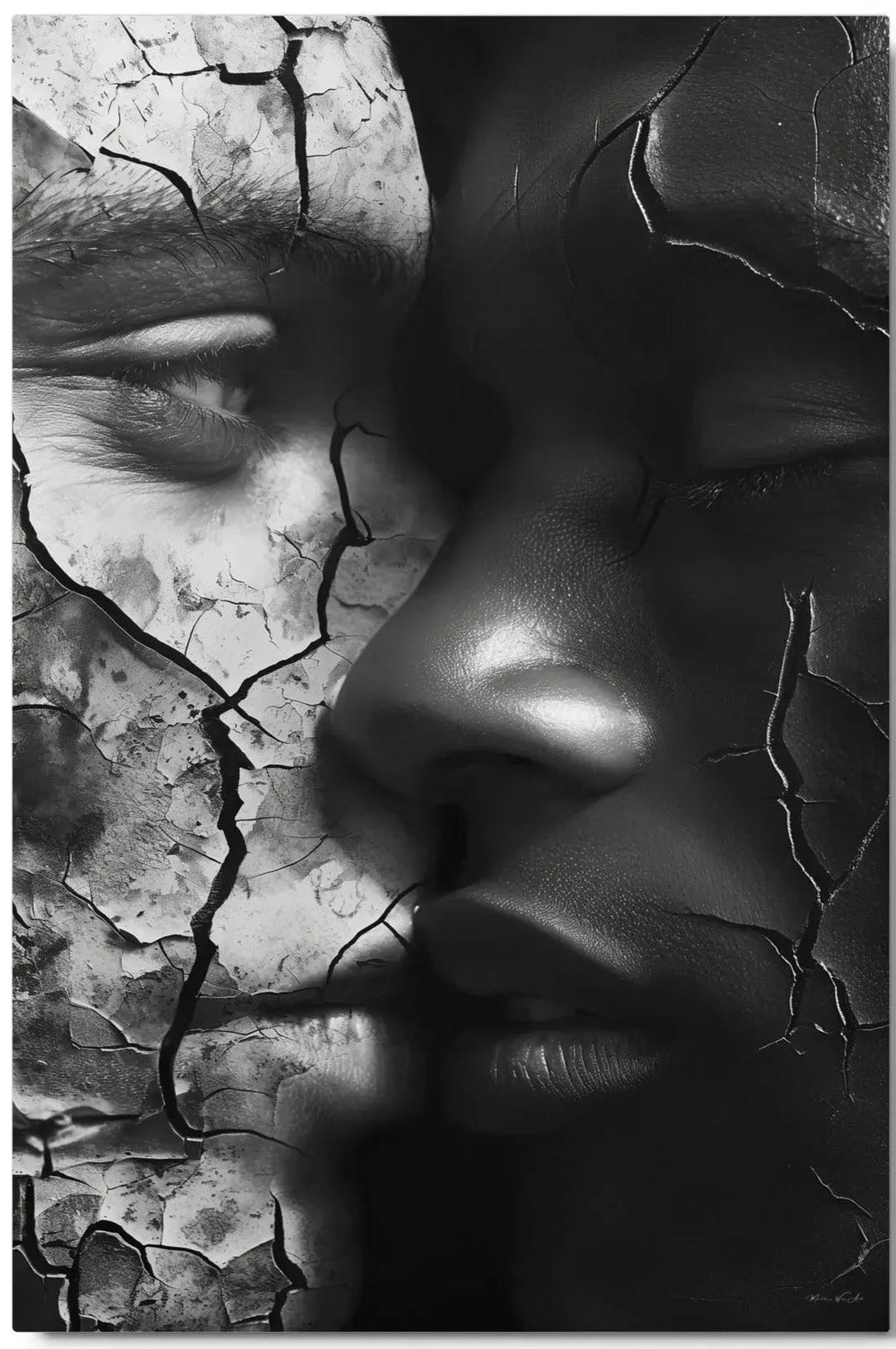 Blended Love — one of one aluminum artwork by Harlem artist Corey Wesley, 24x36, Milton Wes Art NYC contemporary figurative portrait artwork by Harlem artist Corey Wesley