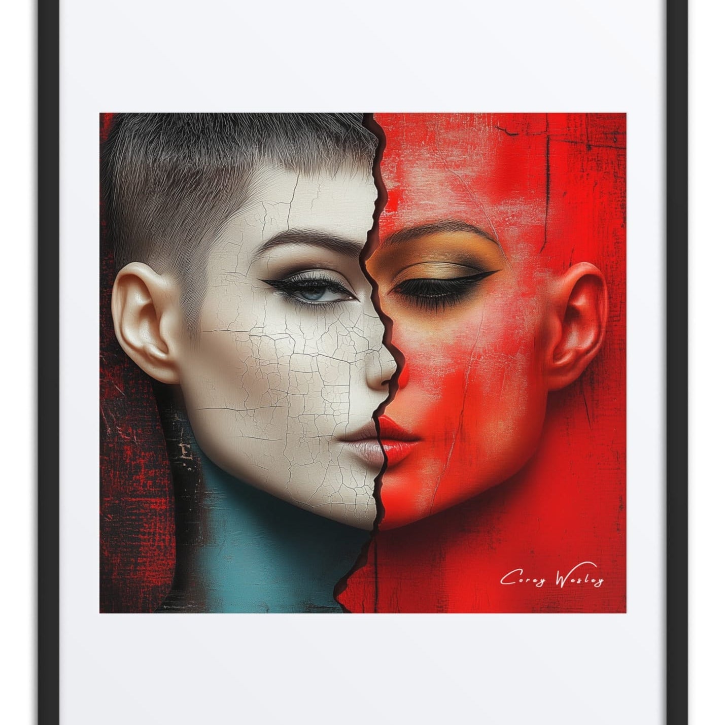Beautiful Accident — one of one framed artwork by Harlem artist Corey Wesley, 24x36, Milton Wes Art NYC