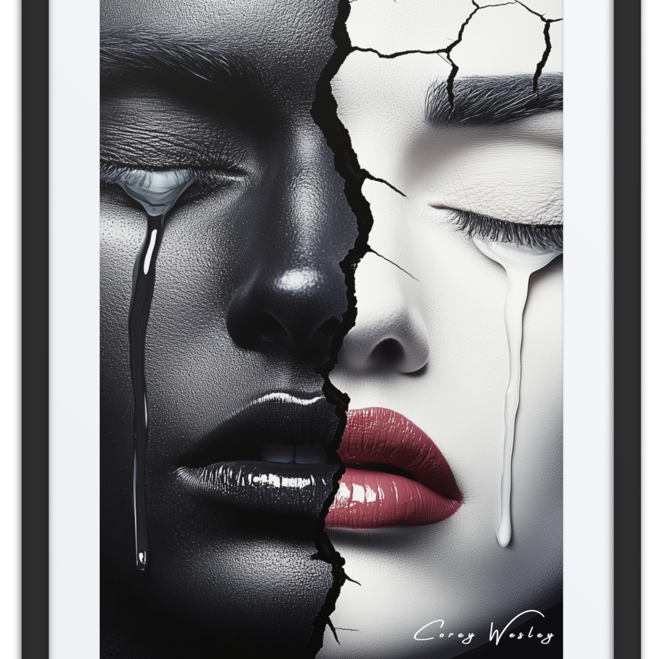 Broadway Duality — one of one framed contemporary work on archival museum-quality aluminum by Harlem artist Corey Wesley, 18x24