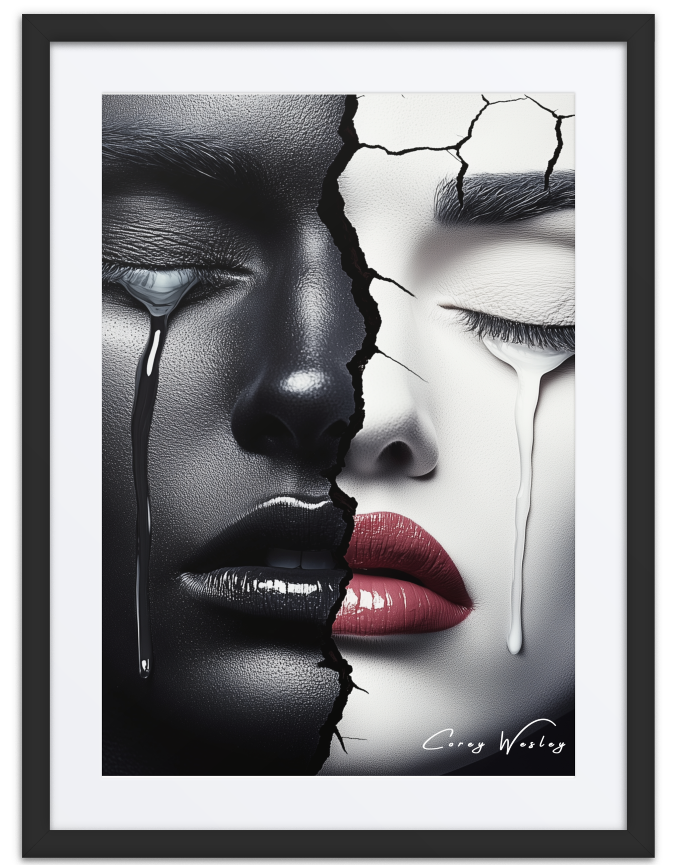 Broadway Duality — one of one framed contemporary work on archival museum-quality aluminum by Harlem artist Corey Wesley, 18x24