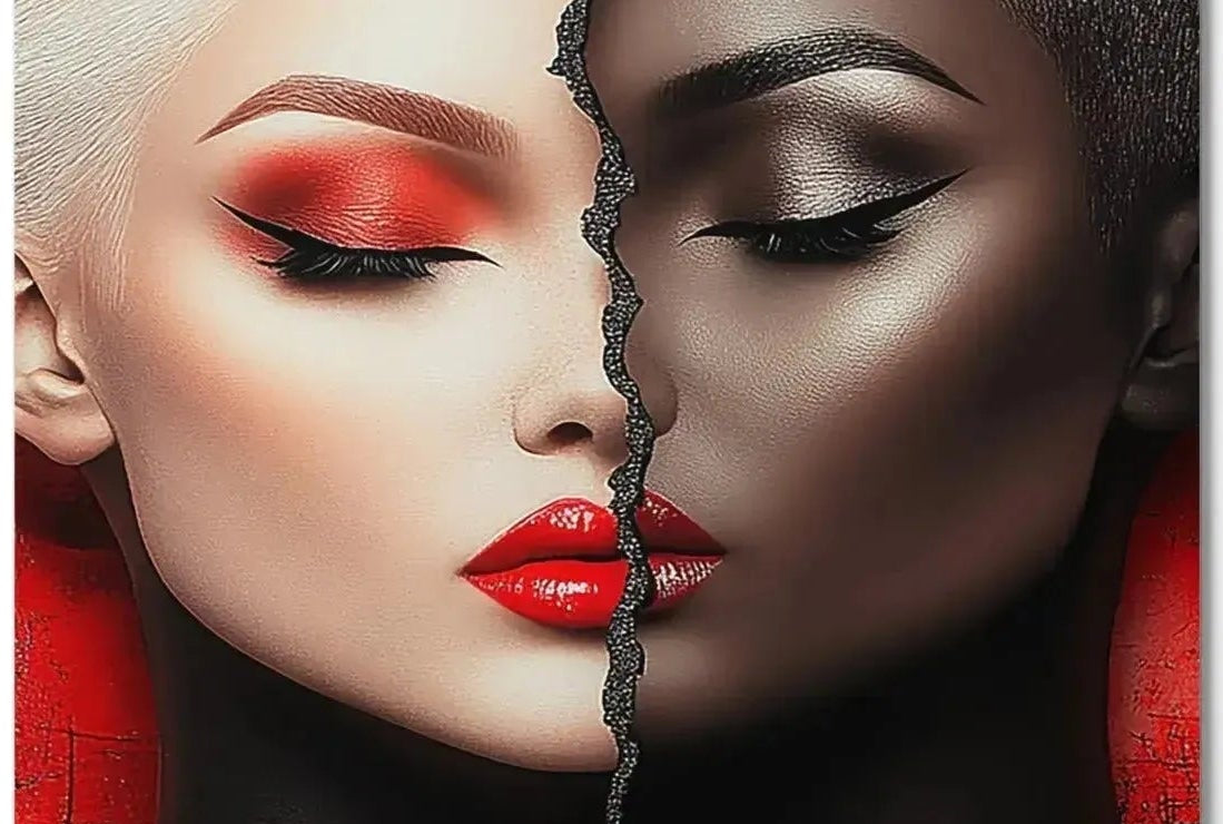 Contrast Faces — one of one aluminum artwork by Harlem artist Corey Wesley, 24x36, Milton Wes Art NYC