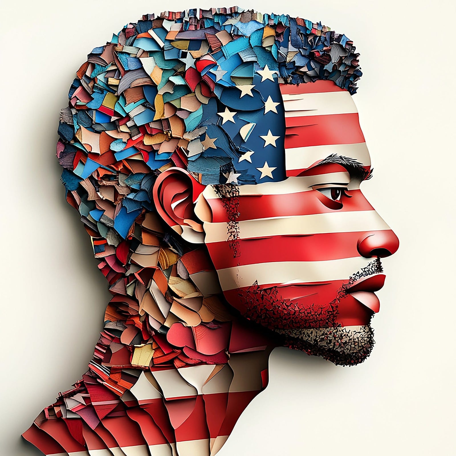 Fractured Identity — one of one framed contemporary work by Harlem artist Corey Wesley, 18x24, Milton Wes Art, Harlem NYC