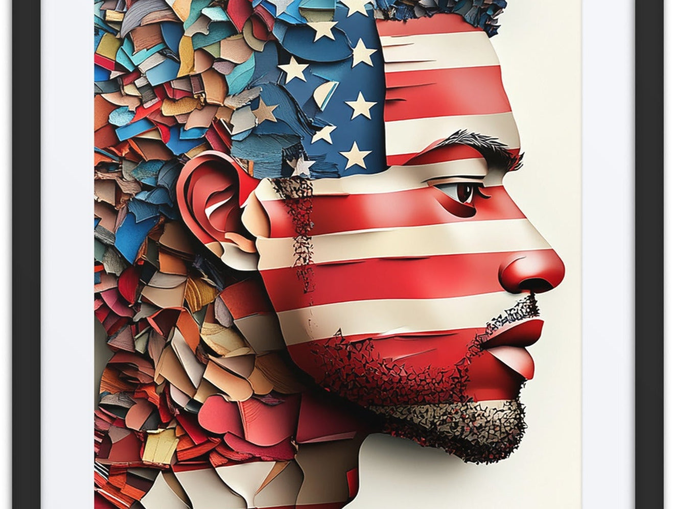 Fractured Identity — one of one framed artwork by Harlem artist Corey Wesley, 18x24, Milton Wes Art NYC