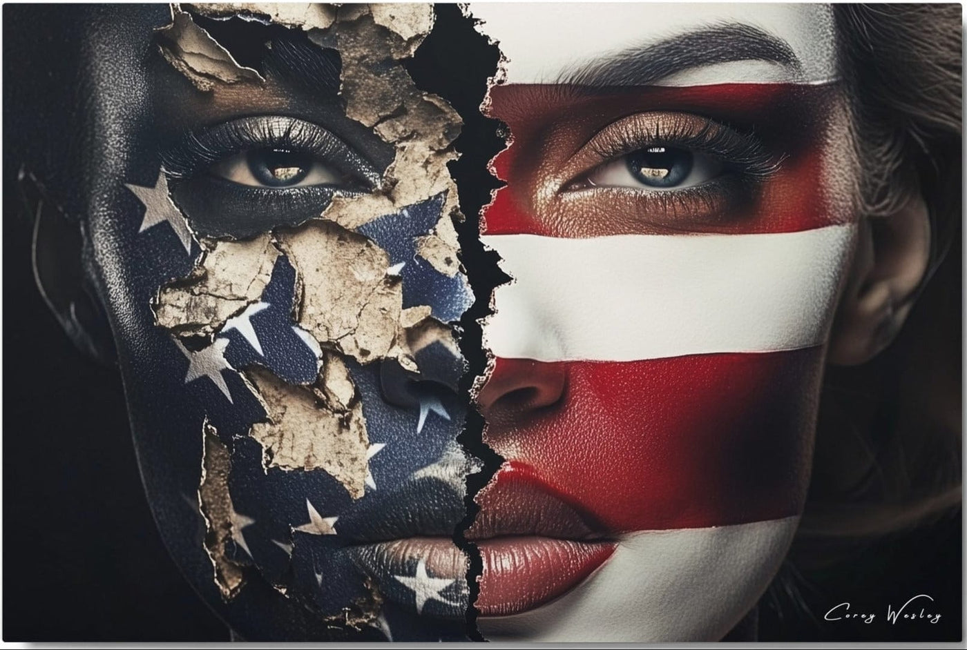 Fragmented Promises | Contemporary Art on Archival Aluminum, Harlem NYC by Corey Wesley, 36 × 24 in High-gloss aluminum contemporary artwork, Milton Wes Art. view 1
