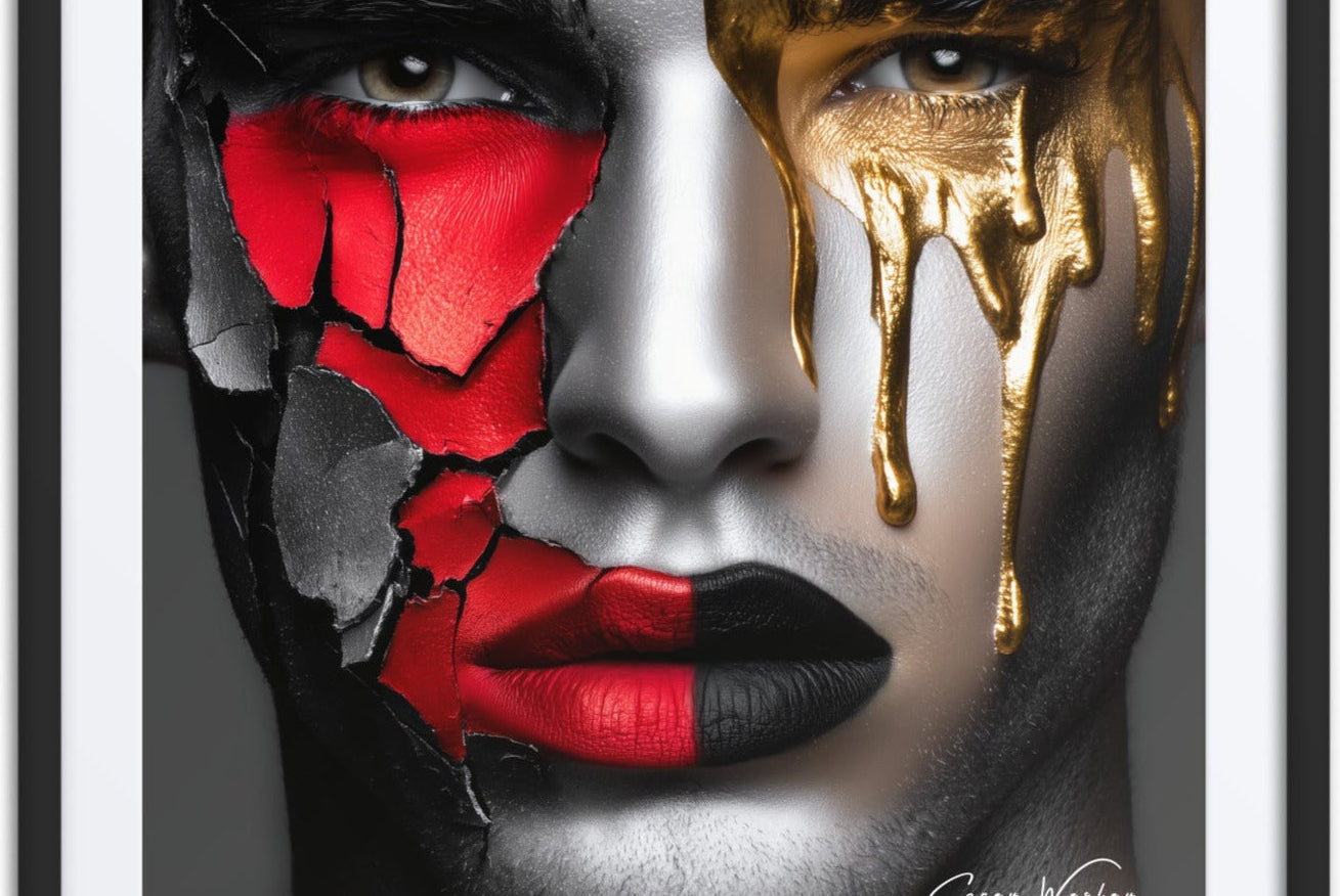 Gold Doesn't Heal — one of one framed artwork by Harlem artist Corey Wesley, 24x36, Milton Wes Art NYC