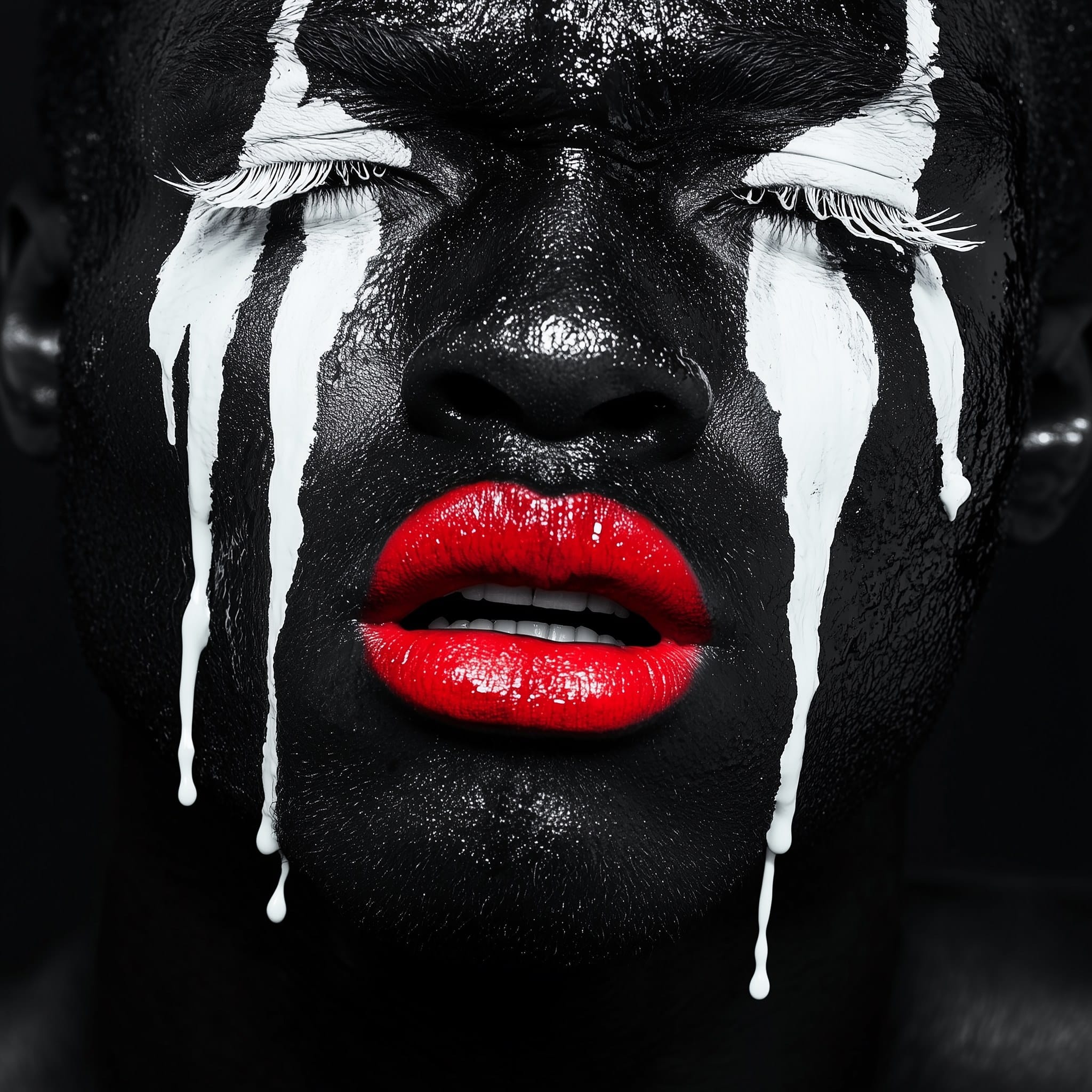 Liberated Tears — one of one framed contemporary work by Harlem artist Corey Wesley, 24x36, Milton Wes Art, Harlem NYC