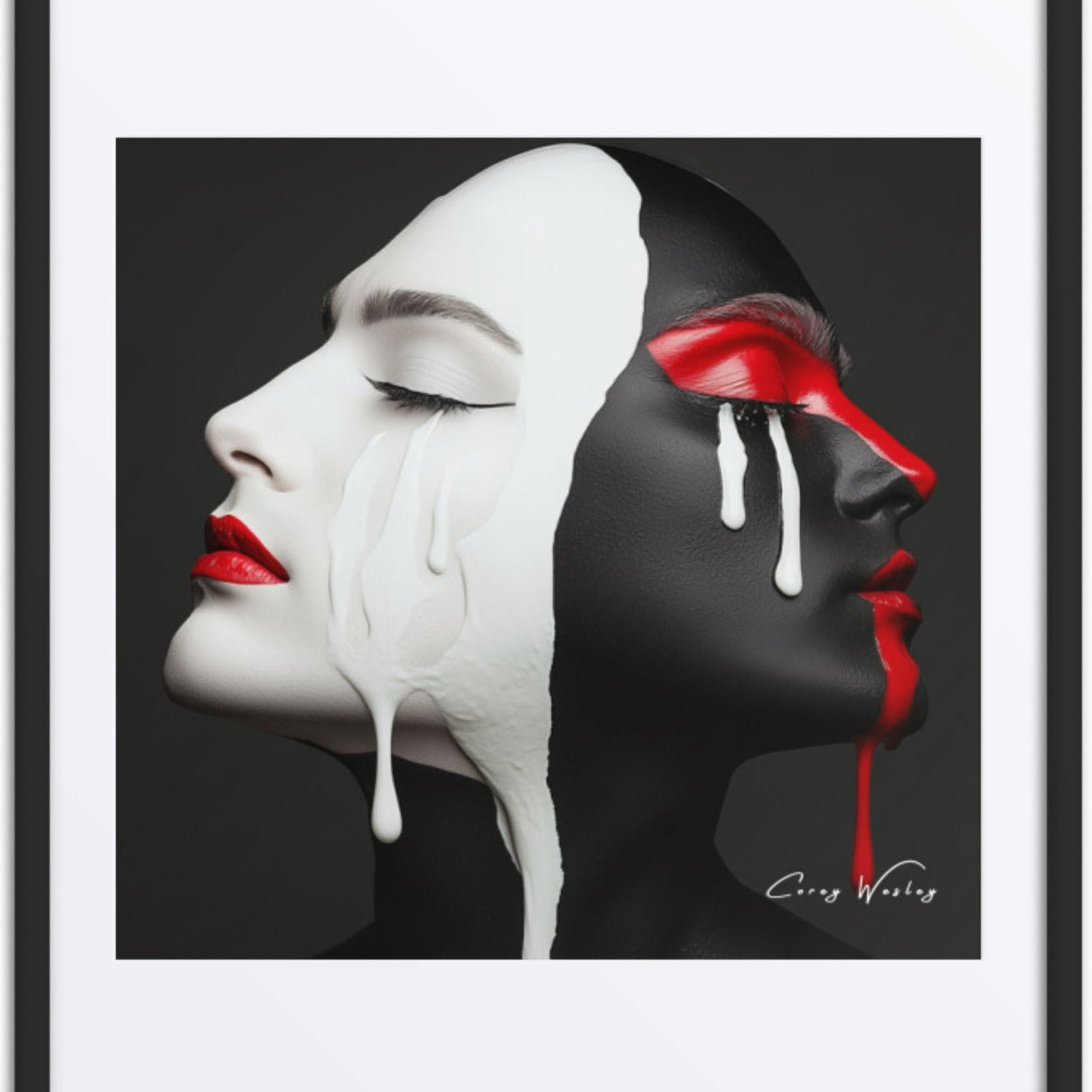 Love in Contrast — one of one framed artwork by Harlem artist Corey Wesley, 24x36, Milton Wes Art NYC