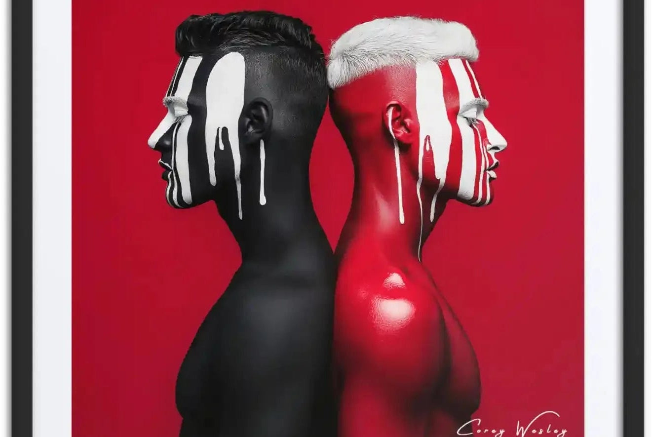 Split Perception — one of one framed artwork by Harlem artist Corey Wesley, 24x36, Milton Wes Art NYC
