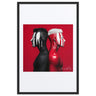 Red background dripping paint portrait art contemporary dual figures aluminum print NYC artist wall art