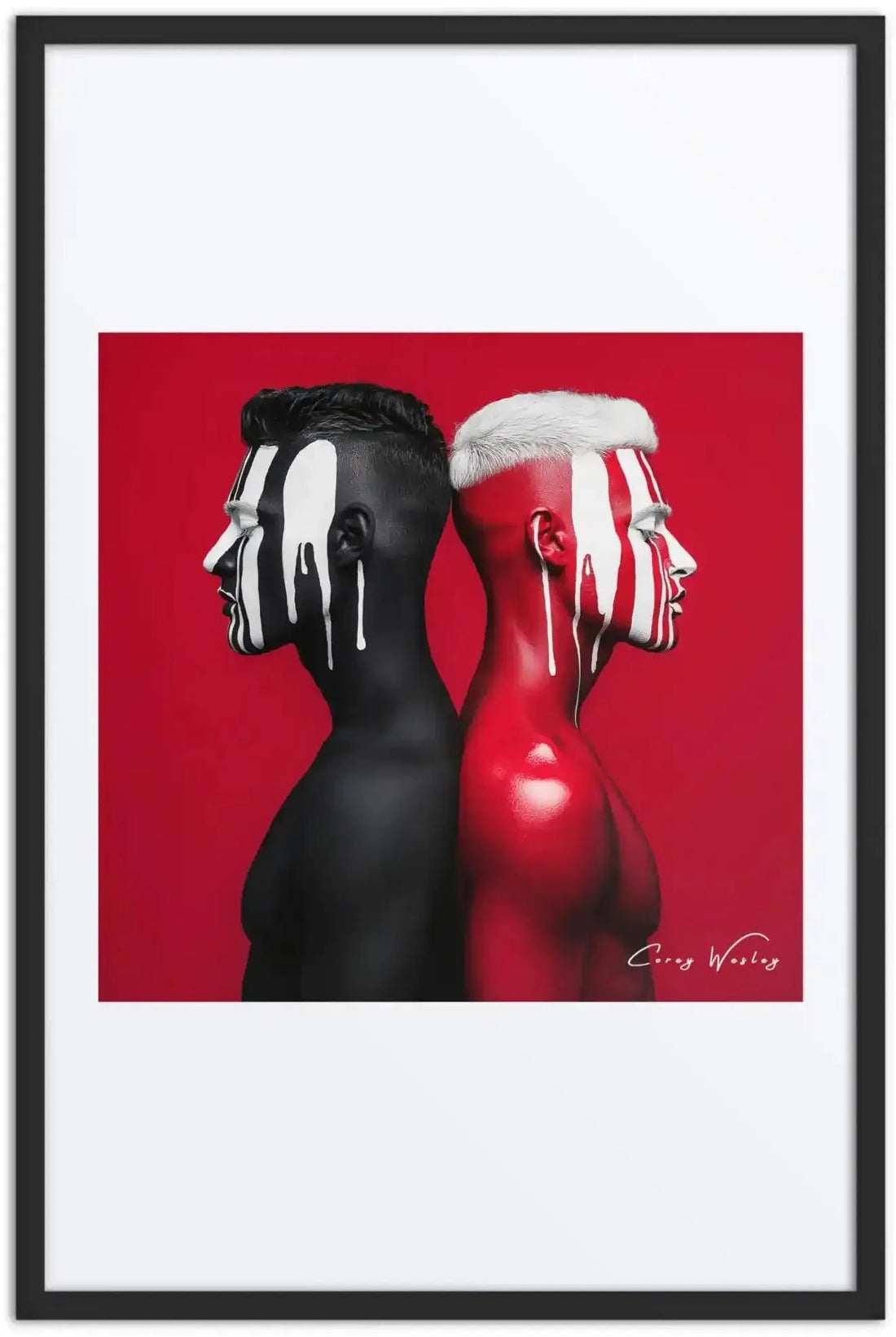Split Perception, one-of-one framed artwork by Harlem artist Corey Wesley, 24x36, Milton Wes Art NYC