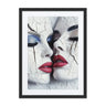 White cracked portrait art contemporary red lips blue eyes aluminum print NYC artist wall art