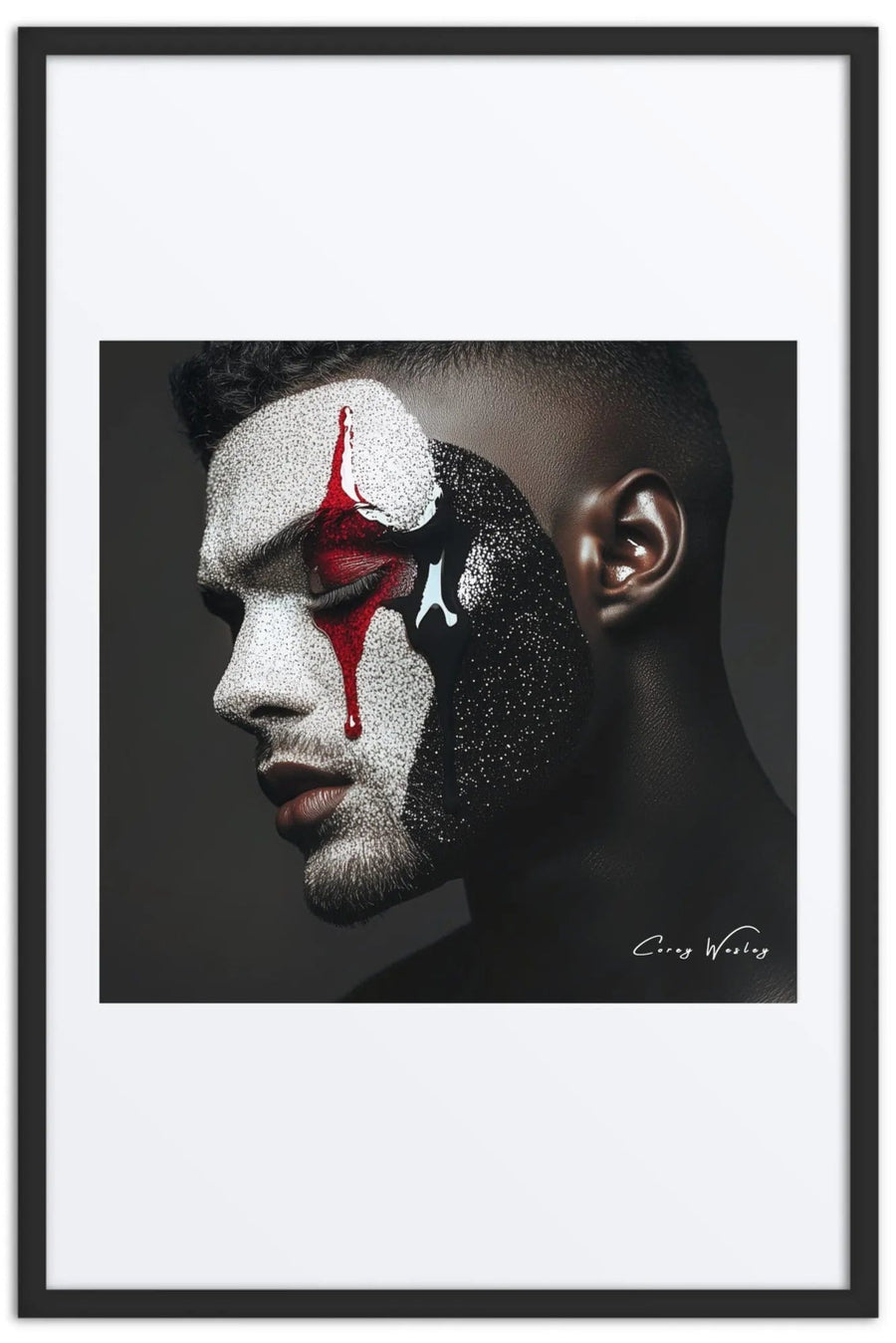 The Masquerade, one-of-one framed artwork by Harlem artist Corey Wesley, 24x36, Milton Wes Art NYC