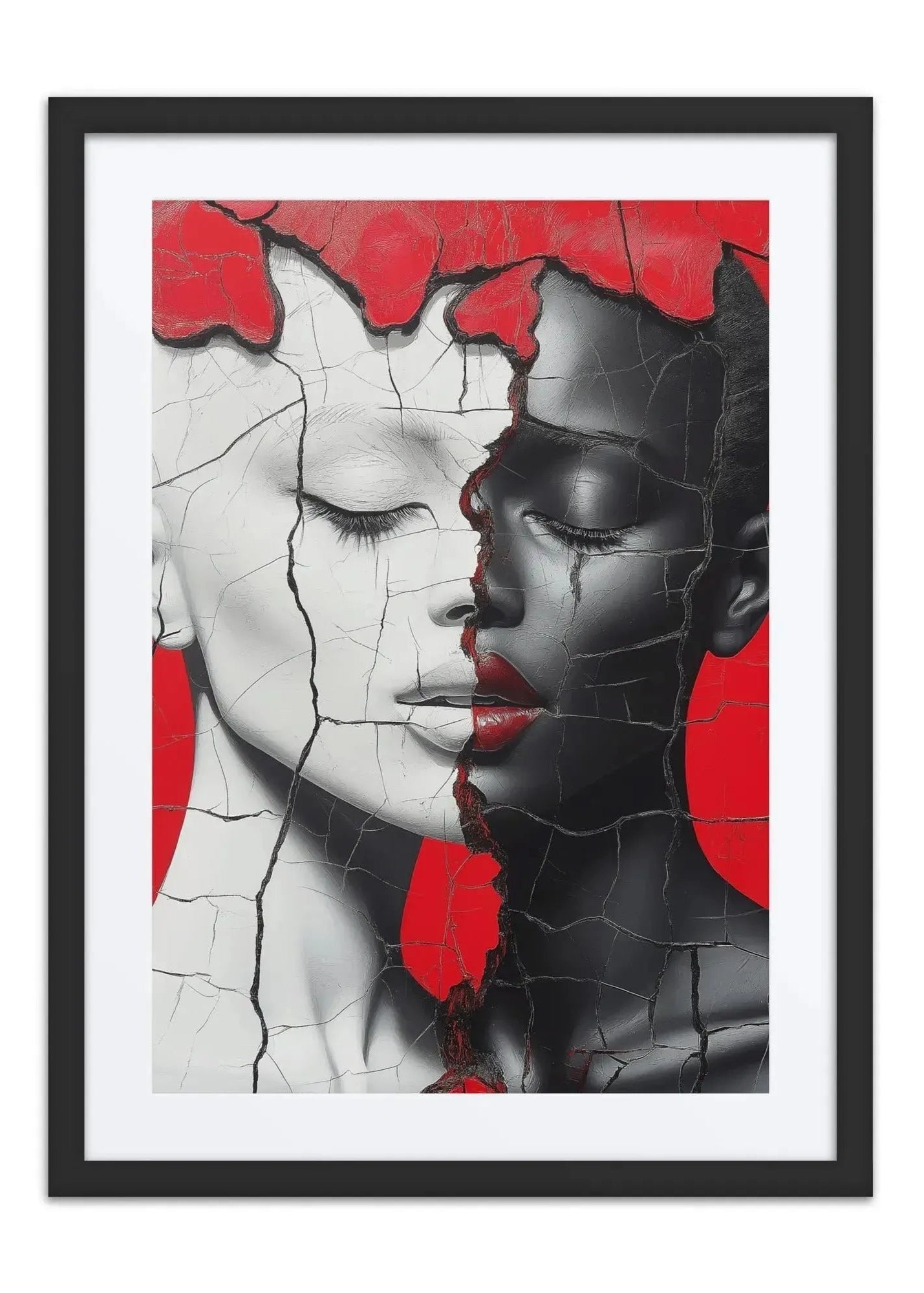 Twin Beauty — one of one framed artwork by Harlem artist Corey Wesley, 18x24, Milton Wes Art NYC contemporary figurative portrait artwork by Harlem artist Corey Wesley