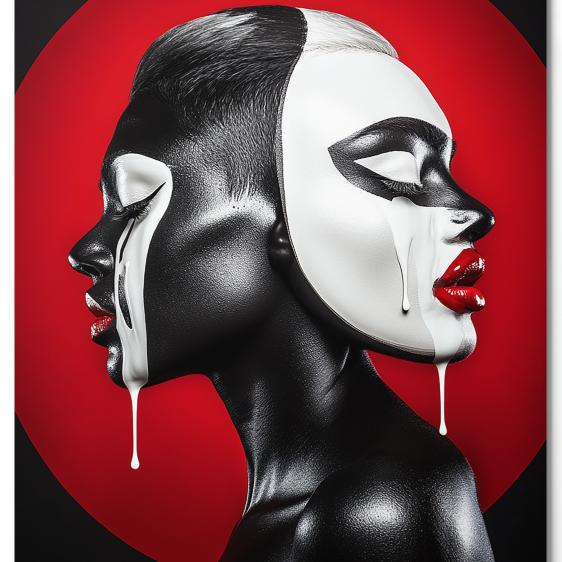 Two-Faced — one of one aluminum artwork by Harlem artist Corey Wesley, 24x36, Milton Wes Art NYC
