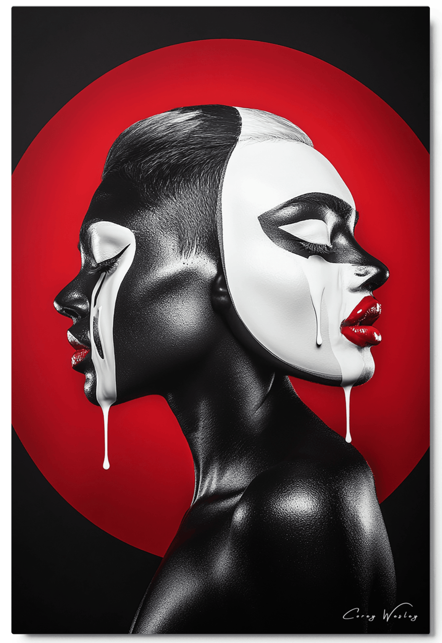 Two-Faced, one-of-one aluminum artwork by Harlem artist Corey Wesley, 24x36, Milton Wes Art NYC