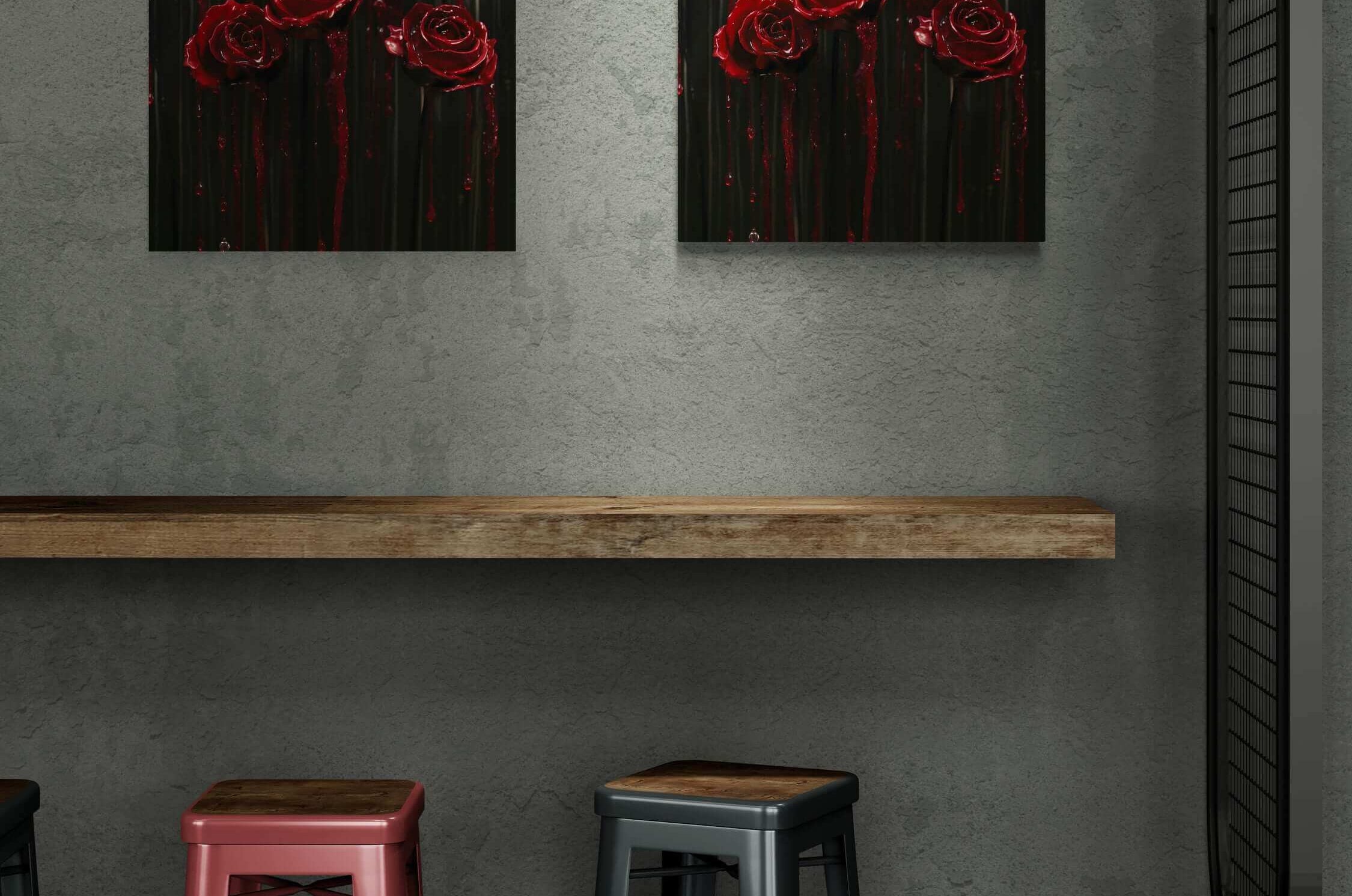 Exclusive metal print ‘Midnight Elegance Floral Metal Art | Red Roses Wall Decor’, showcasing limited edition contemporary art in a sleek, durable format by Milton Wes Art.