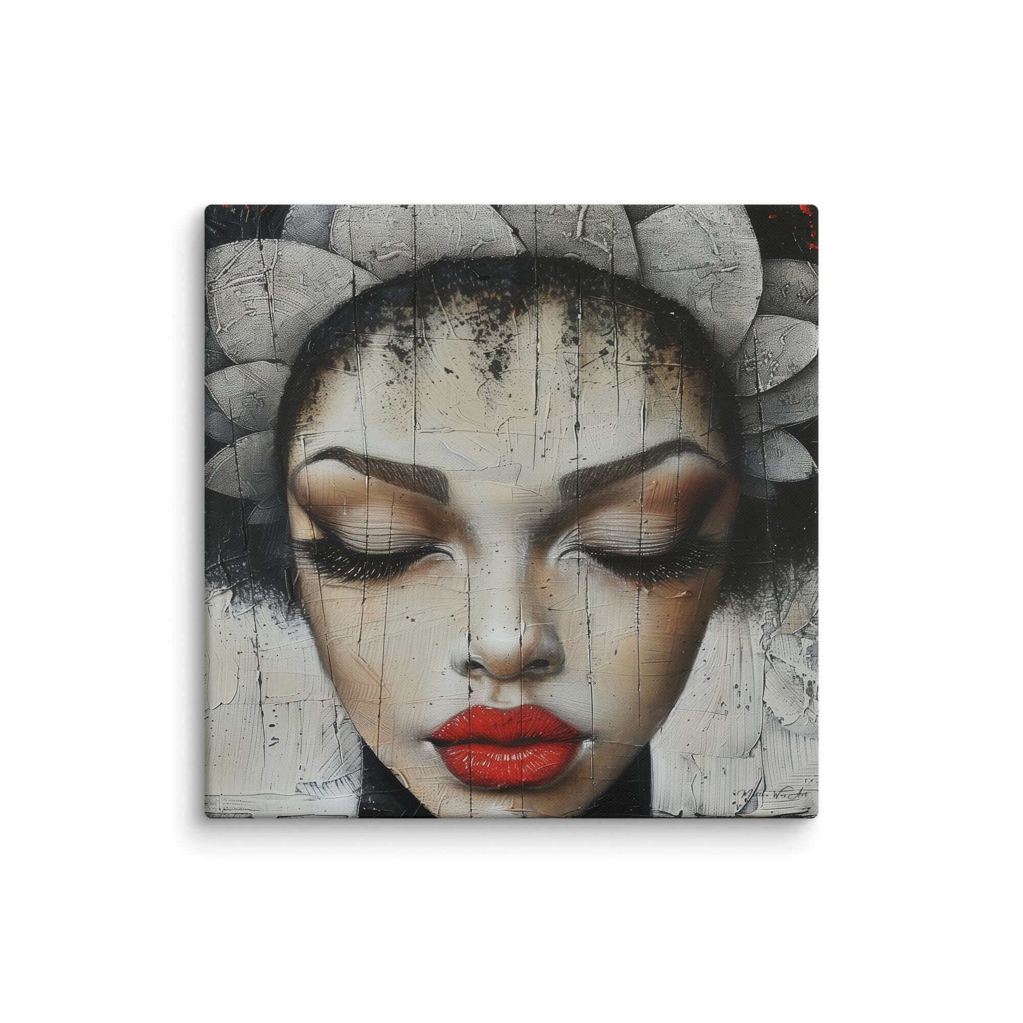 Dynamic abstract piece ‘Abstract Black Art Portrait Canvas | African-American Wall Decor’ with vibrant colors and powerful imagery of African-American themes, ideal for home decor by Milton Wes Art.