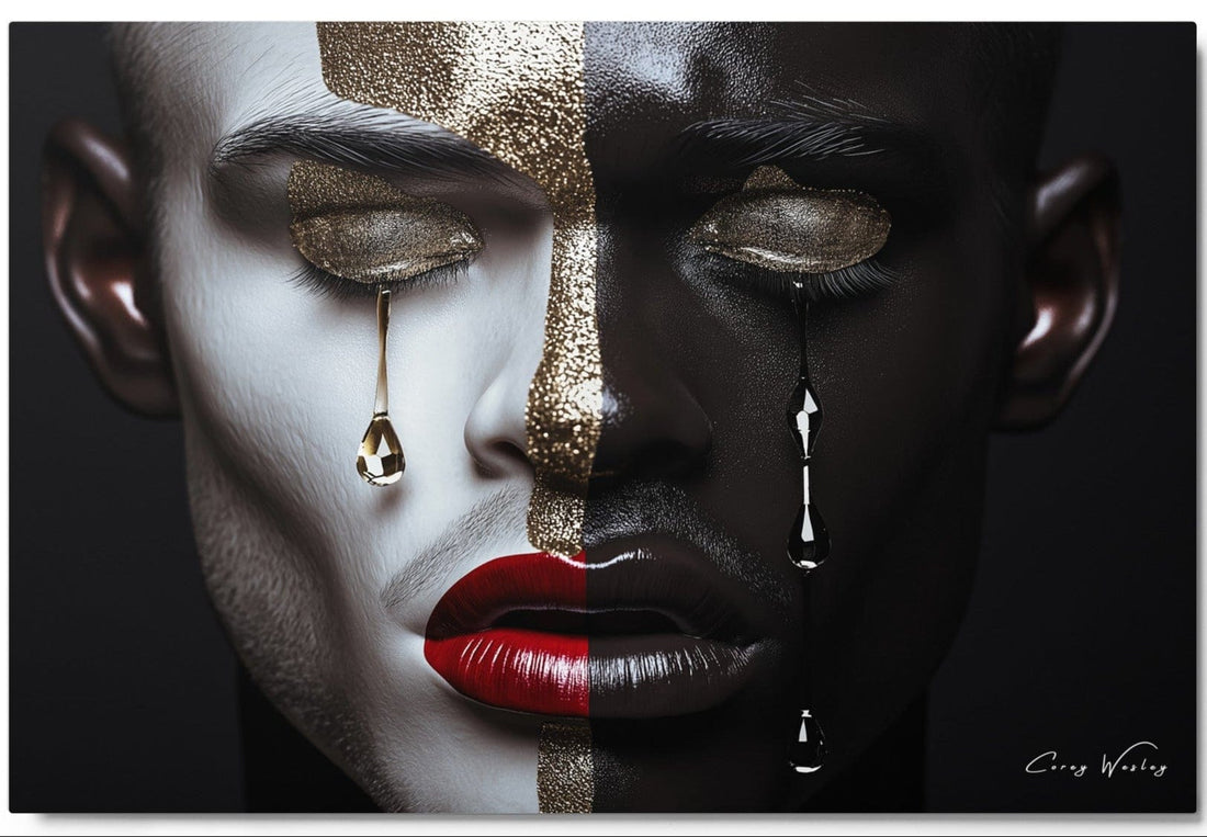 Clowned by Capitalism, one-of-one aluminum artwork by Harlem artist Corey Wesley, 36x24, Milton Wes Art NYC