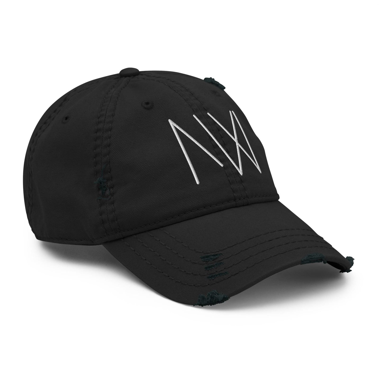 Milton Wes Art Logo Dad Hat in black, right front angle.