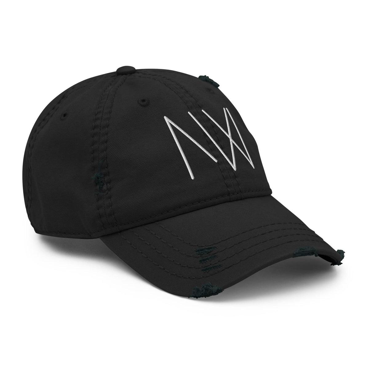 Milton Wes Art Logo Dad Hat in black, right front angle.