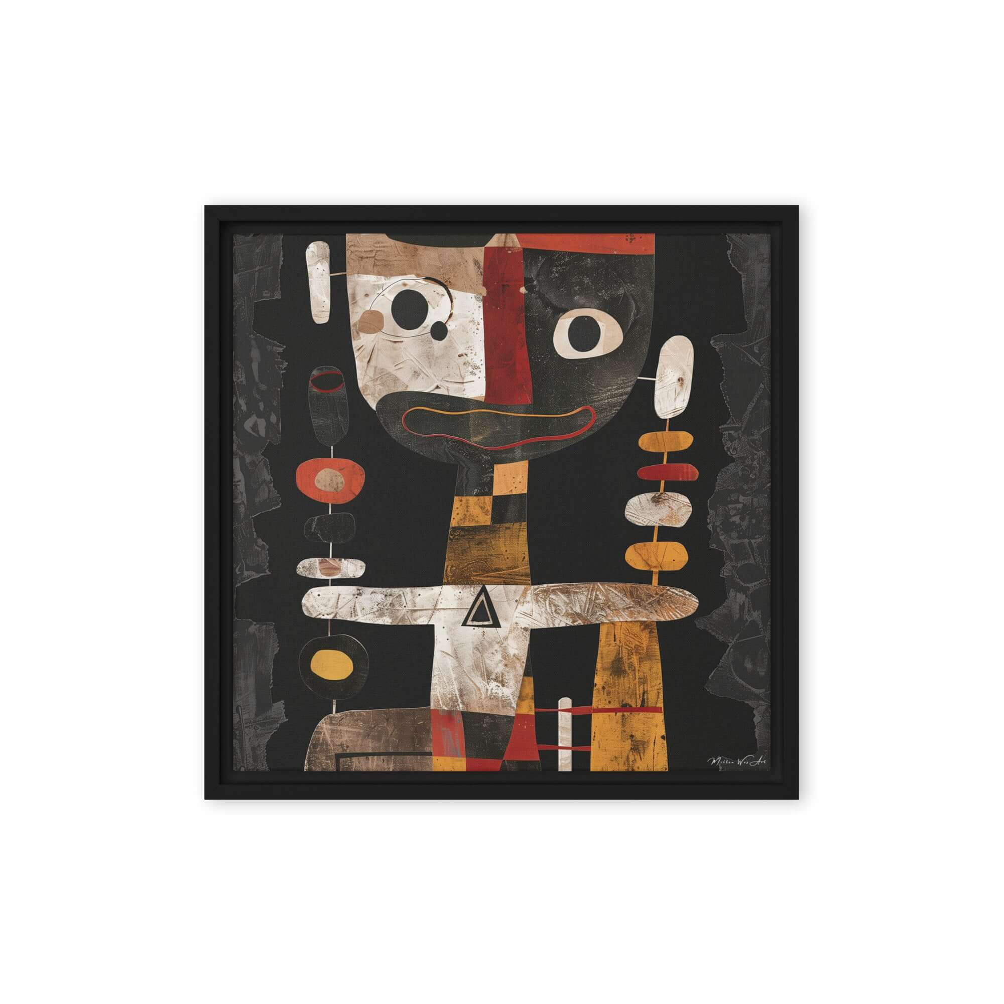 Modern abstract canvas art ‘Modern Abstract Framed Canvas Art | Unique African-American Art’ by Milton Wes, blending dynamic shapes with vibrant African-inspired colors on Framed Canvas Print by Milton Wes Art.