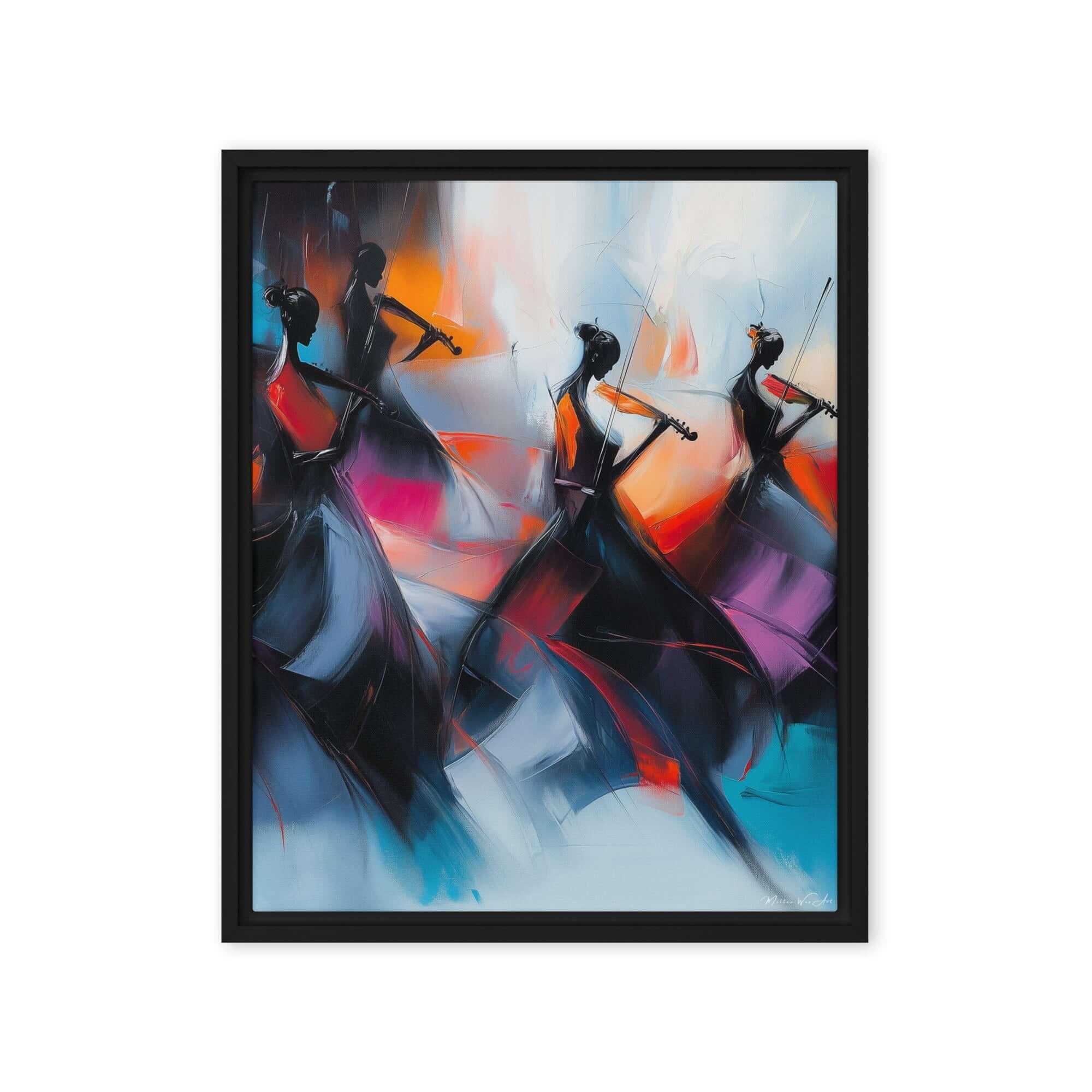 Abstract Violinists in Motion – Colorful Modern Wall Art Print - African-American art, perfect for Artwork, featuring vibrant Framed Canvas,New colors.