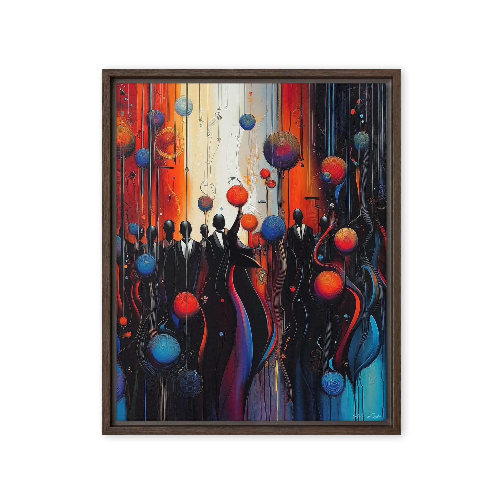 Abstract African-American Musicians – Vibrant Framed Canvas Wall Art” - African-American art, perfect for Artwork, featuring vibrant Framed Canvas,New colors.