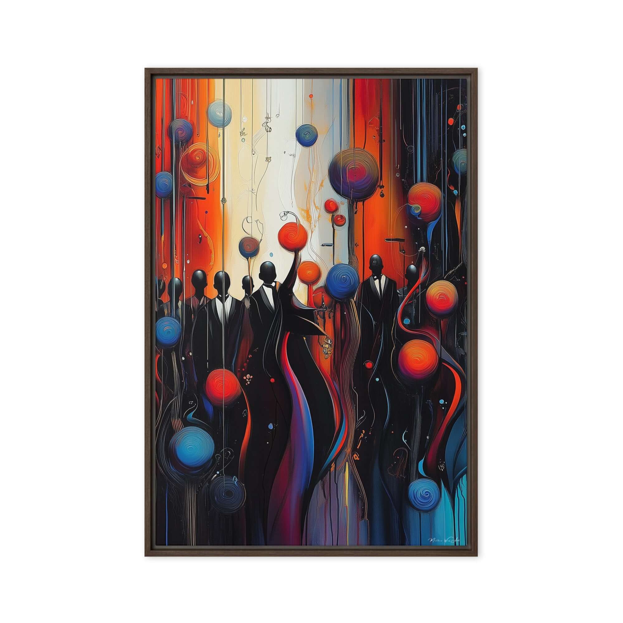 Abstract African-American Musicians – Vibrant Framed Canvas Wall Art” - African-American art, perfect for Artwork, featuring vibrant Framed Canvas,New colors.