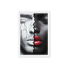 Dual Essence: Black and White Cracked Faces framed canvas art, abstract African-American wall art, modern Afrocentric home decor, colorful wall art.