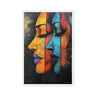 Modern abstract canvas art ‘Dual Visions Framed Canvas | Abstract African-American Art’ by Milton Wes, blending dynamic shapes with vibrant African-inspired colors on Framed Canvas Print by Milton Wes Art.