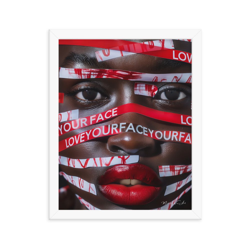 Elegant Black Framed Photo Paper Poster - 'Love Your Face' Artwork - Milton Wes Art Framed Wall Art