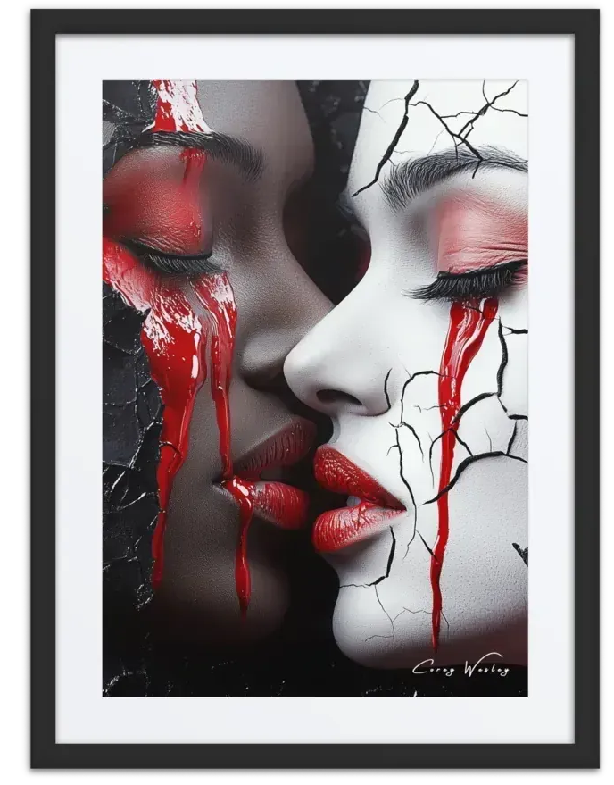 Love Hurts — one of one framed contemporary work by Harlem artist Corey Wesley, 18x24, Milton Wes Art, Harlem NYC