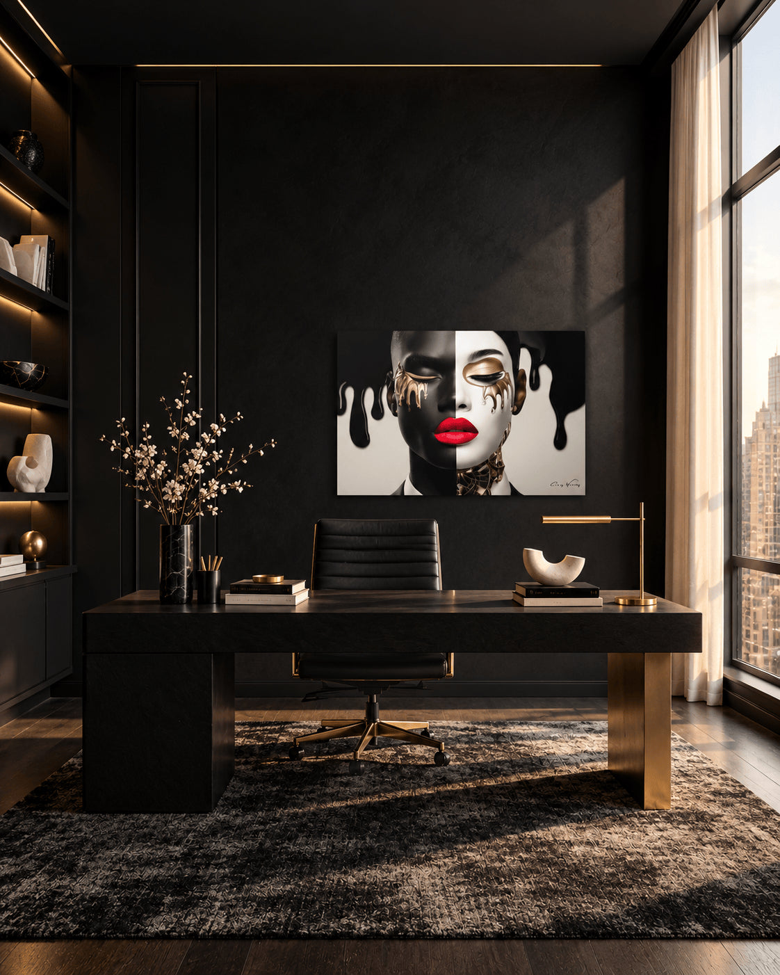 Gilded Vulnerability by Corey Wesley, 36 × 24 in High-gloss aluminum contemporary artwork, Milton Wes Art. view 2