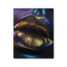 High-gloss metal art print ‘Radiant Metallic Lips Metal Print | Exclusive Edition Wall Art’, highlighting African-American cultural motifs in an abstract modern design by Milton Wes Art.