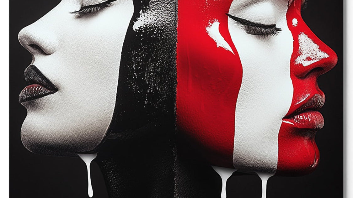 Split in Silence figurative portrait artwork on aluminum by Harlem NYC artist Corey Wesley