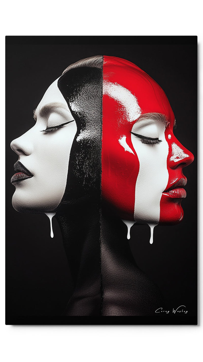 Split in Silence figurative portrait artwork on aluminum by Harlem NYC artist Corey Wesley