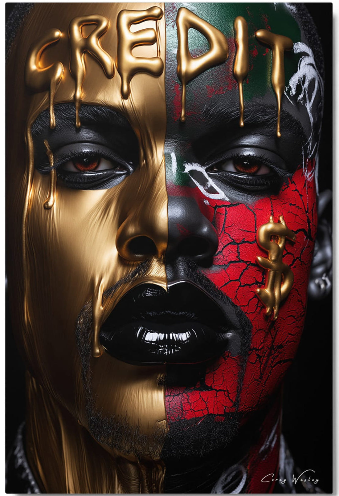 What Credit Costs by Corey Wesley, 24 × 36 in High-gloss aluminum contemporary artwork, Milton Wes Art. view 1