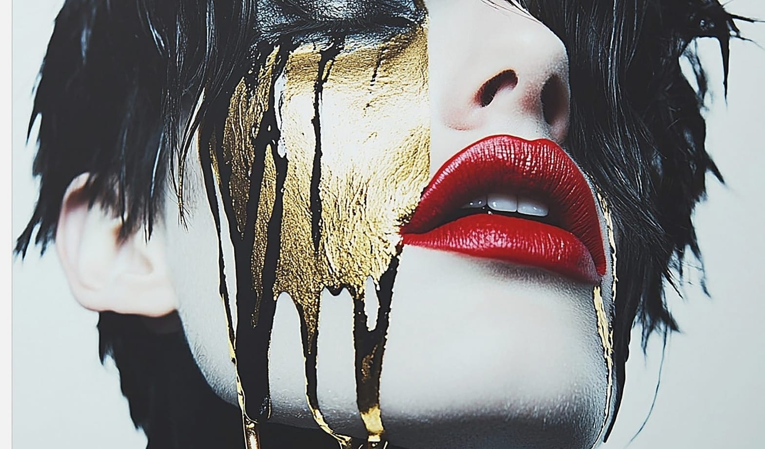 Golden Temptation by Corey Wesley, 24x36 one-of-one aluminum contemporary artwork shown in a modern interior, Milton Wes Art, Harlem NYC.